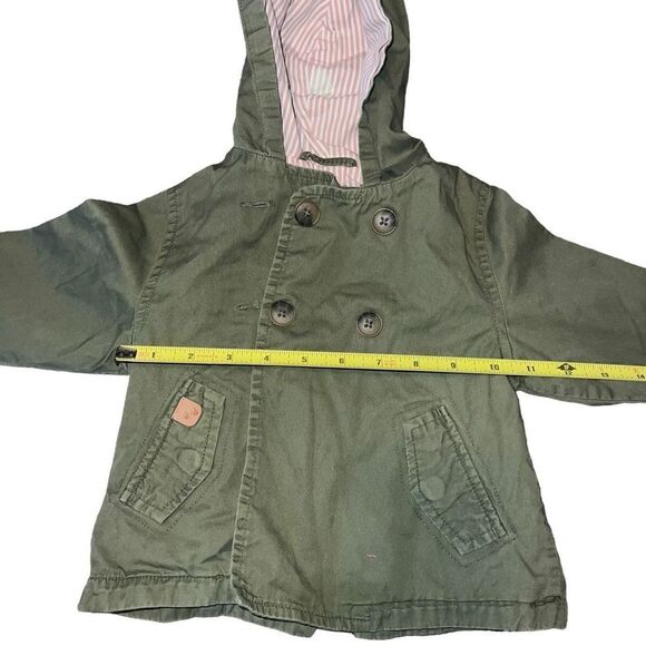 ZARA Zebra Green Lightweight Jacket W/ Hoodie Size 9/12 80 Months - Picture 5 of 6